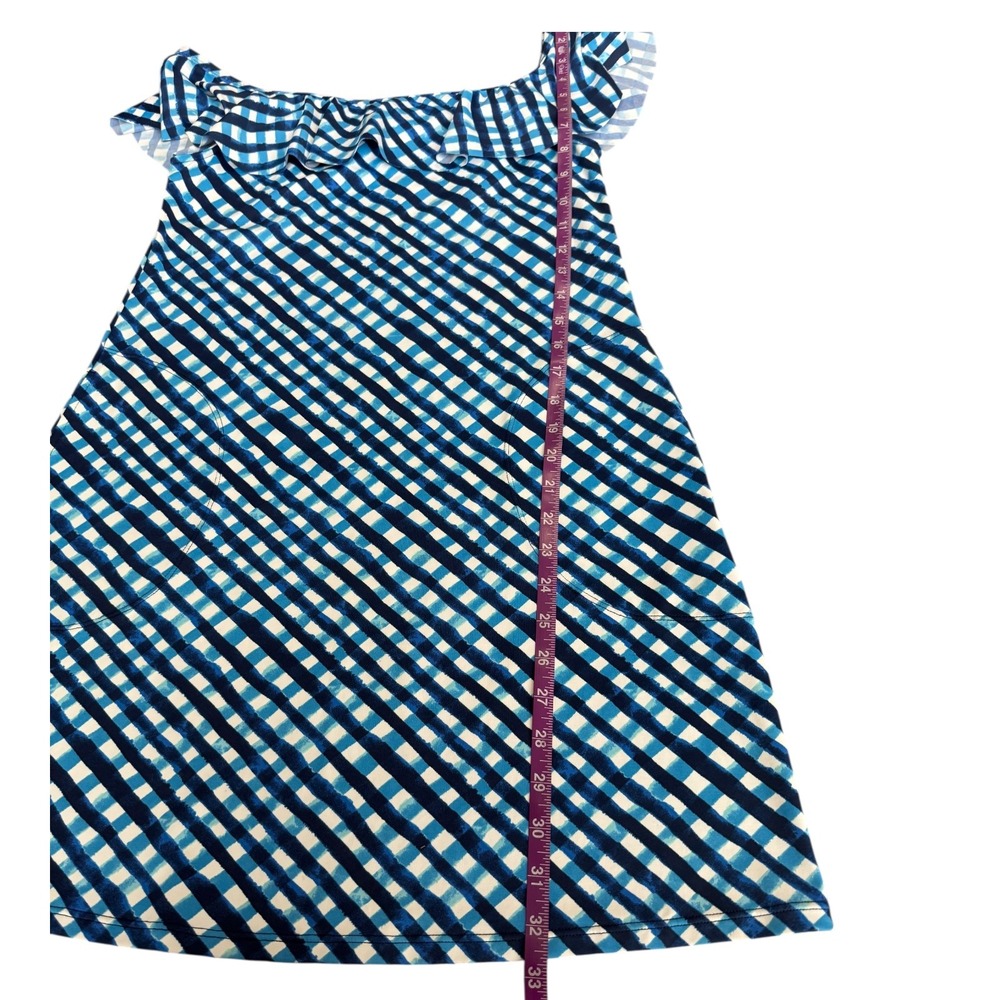 Tommy Bahama Blue Gingham Performance Cover-up Ruffle Dress Pockets Small Resort - Picture 8 of 9